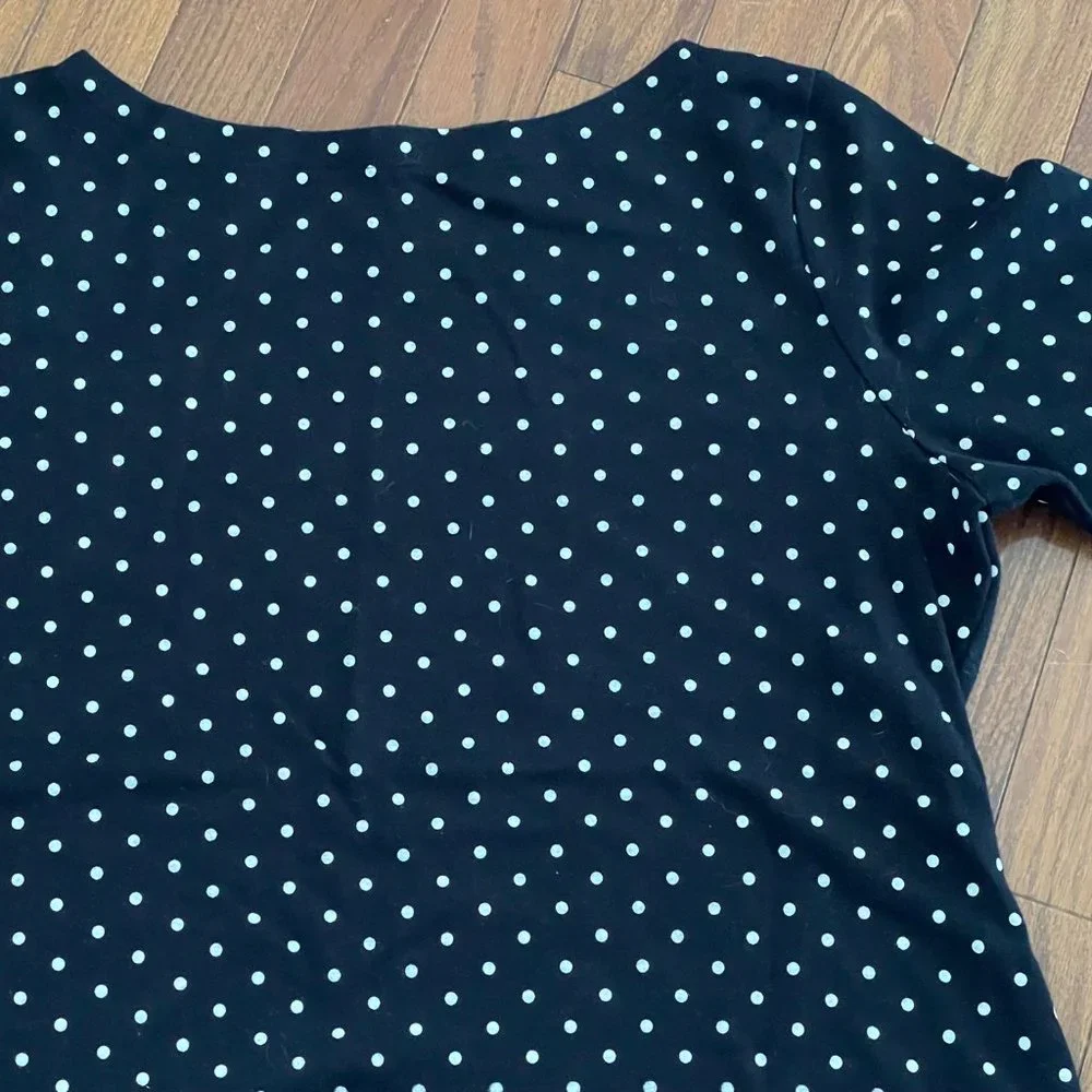 Karen Scott Black White Polka Dot Top Size Large - Picture 10 of 16